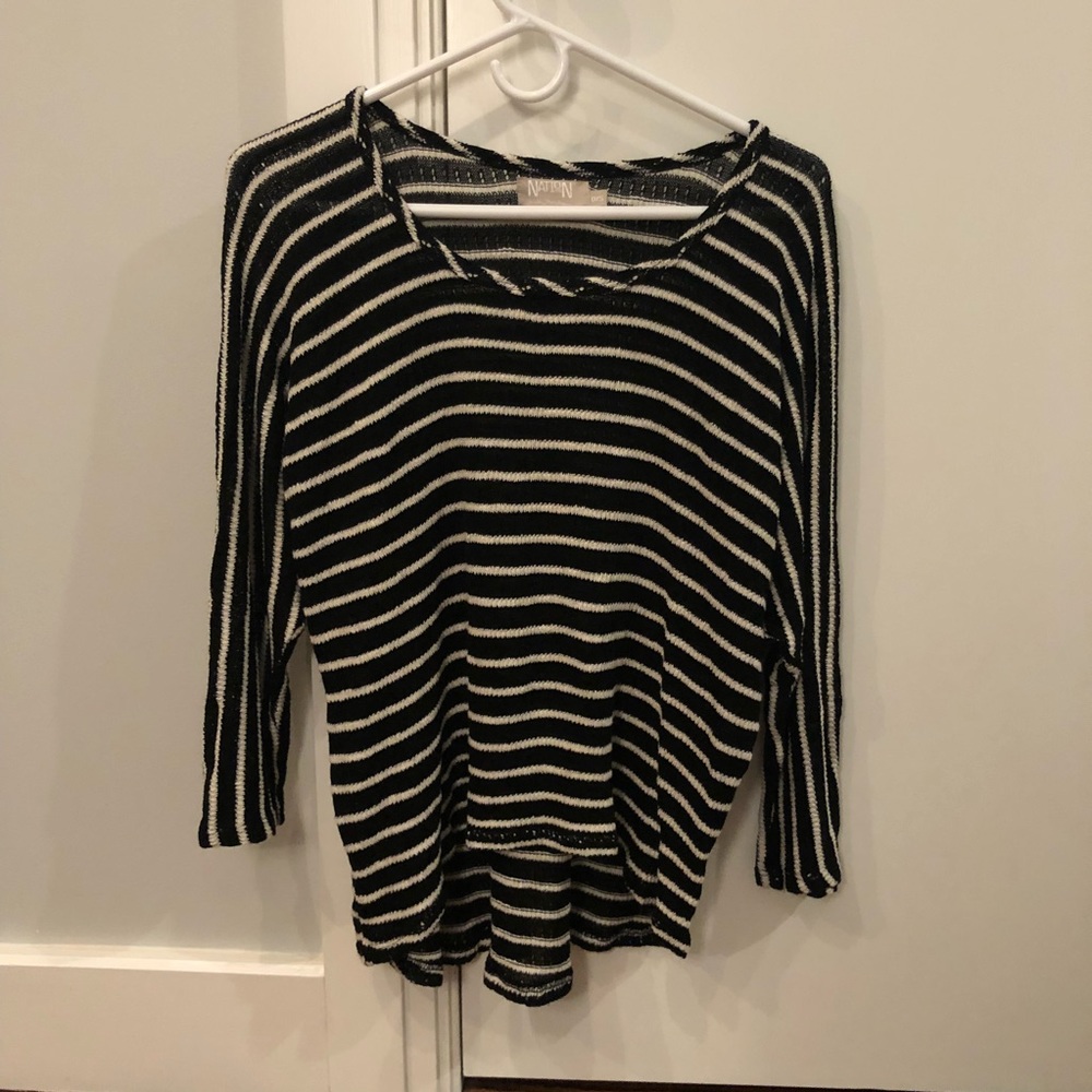 Nation LTD Black & White Striped Dolman Sweater